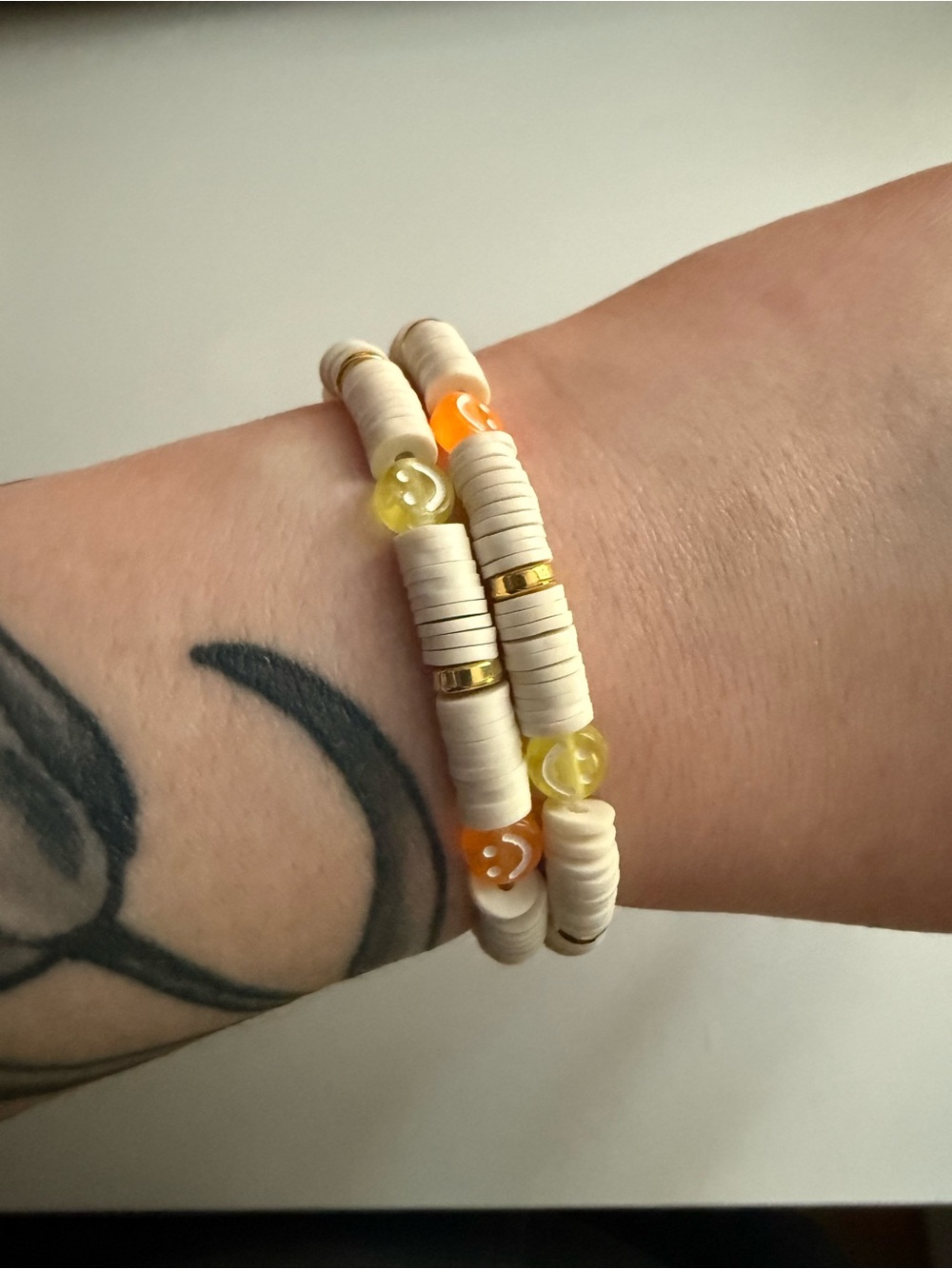 Neutral & Yellow Bead Stackable Bracelet